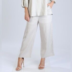 NWT IC Collection Gray Wide Leg Linen Pants Size M Pull On Lagenlook. 1
